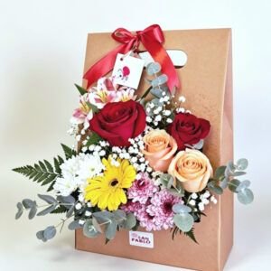 Cesta Kraft de flores variadas