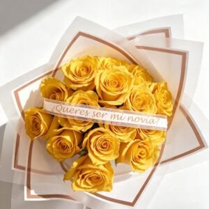 Ramo 15 rosas amarillas con inscripción