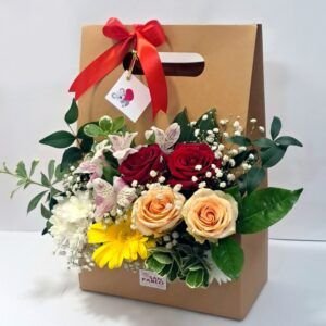 Cesta Kraft de flores variadas